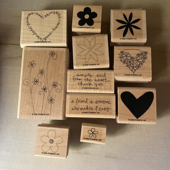 Stampin Up Simply Said 11 Piece flower heart butterfly gratitude thanks stamps - Picture 1 of 8